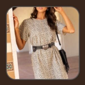 PINK LILY leopard shift dress size large